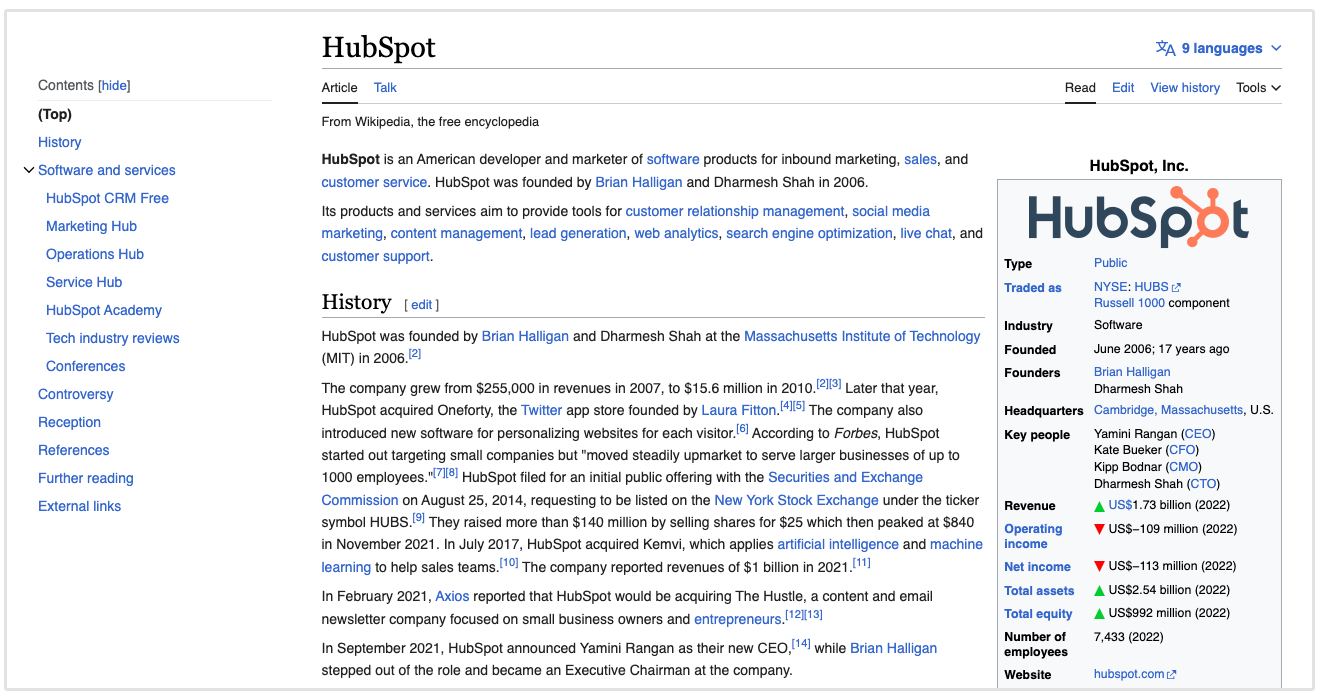 page wikipedia